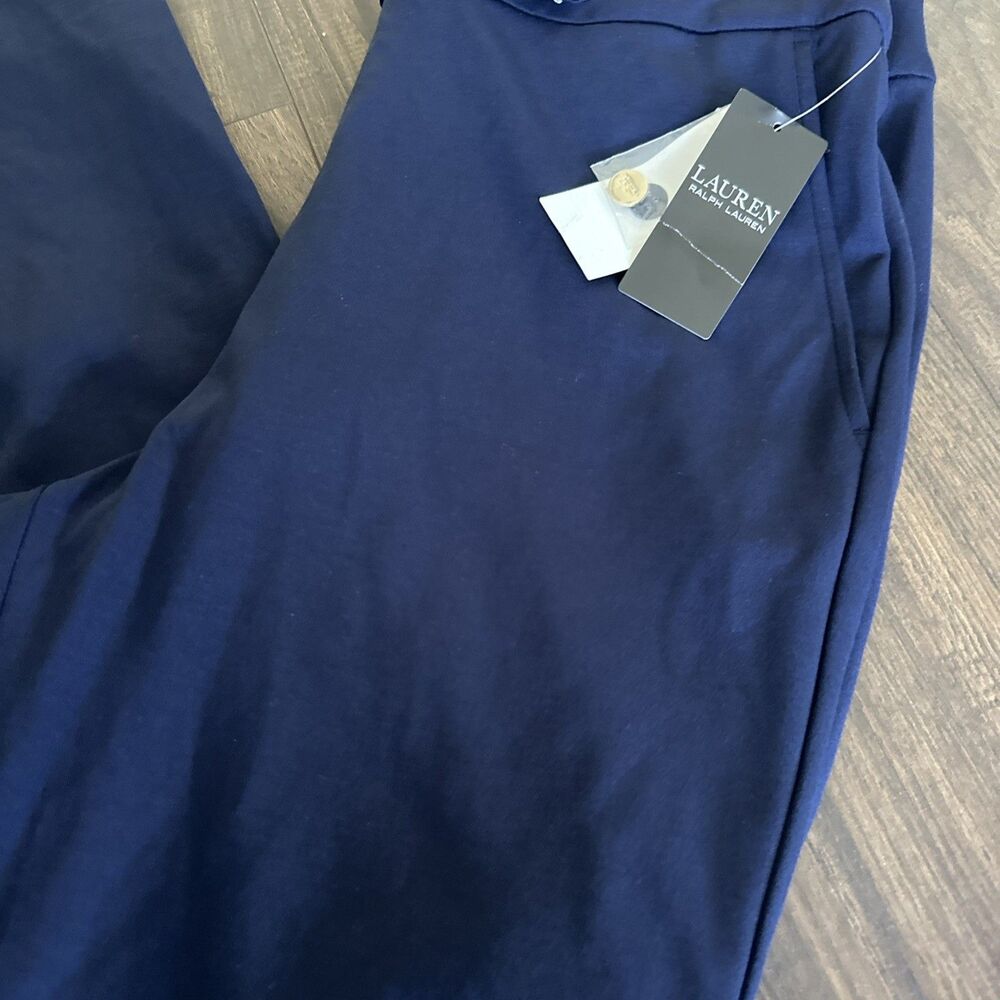 Lauren Ralph Lauren Women's Ponte Ankle Straight Leg Pants Navy Blue Size L - Picture 7 of 14